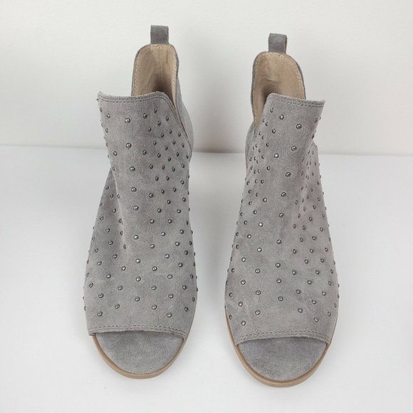 Lucky Brand Barlenna Women's Suede Studded Peep Toe Booties Sz 5.5M NWOB - Picture 2 of 9